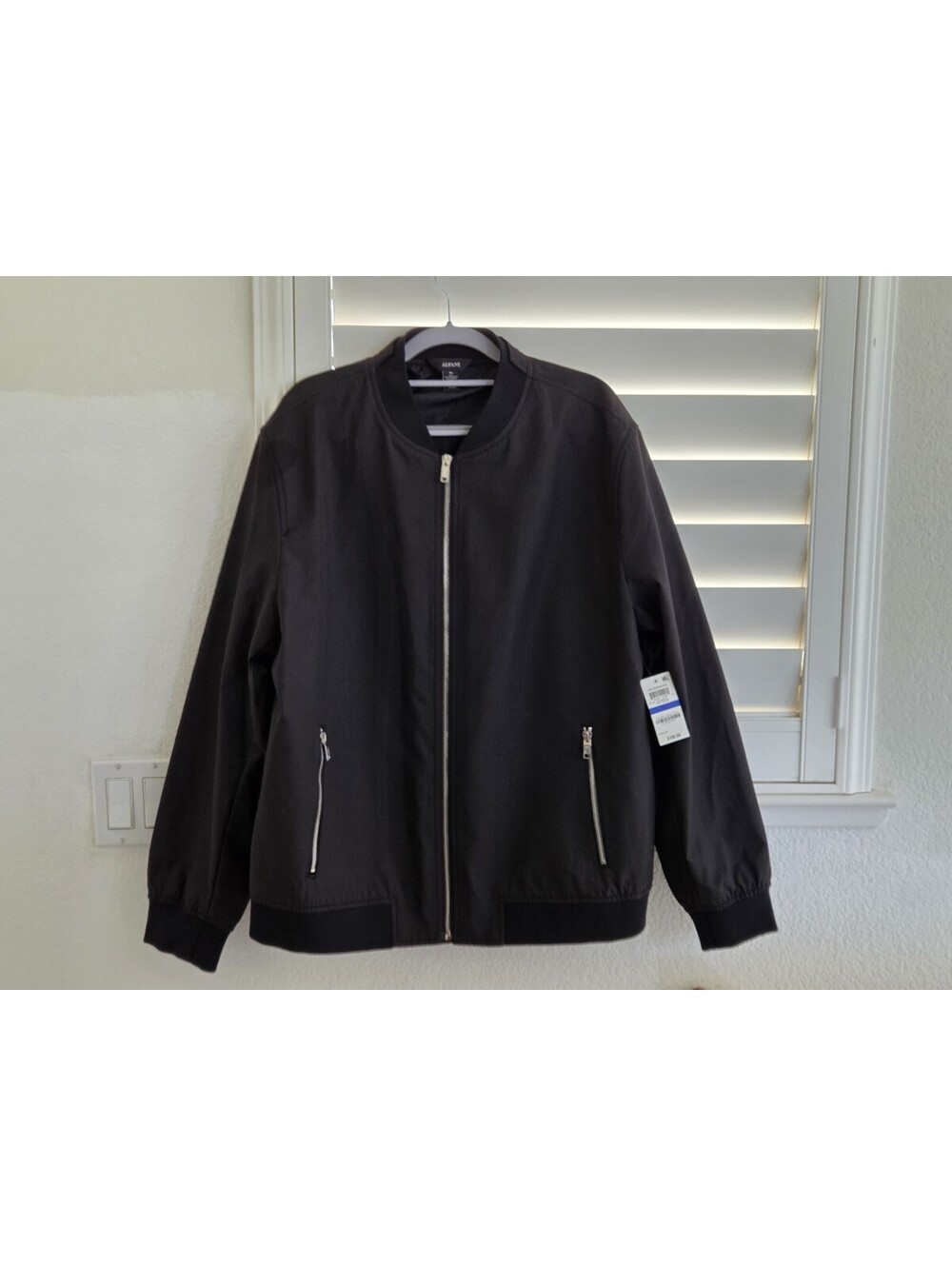 Alfani Men's Black Bomber Jacket XL Full Zip Lightweight Lined NWT